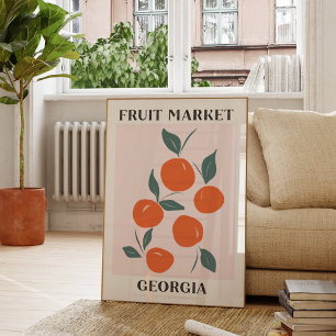 Poster Mercado de Frutas Geórgia Laranja Pêssego Comida