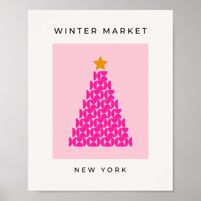 Poster Mercado de inverno 09 Árvore de Natal rosa pré-dis (Frente)