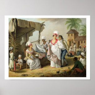 Póster Mercado de linho, Roseau, Dominica, c.1780 (o óle