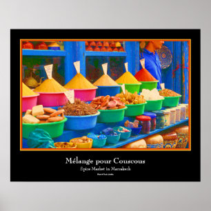 Poster Mercado de Marraquexe - Mélange pour Couscous
