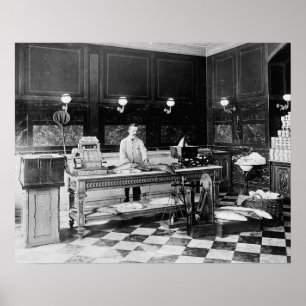 Póster Mercado de peixe, 1895. Vintage Photo