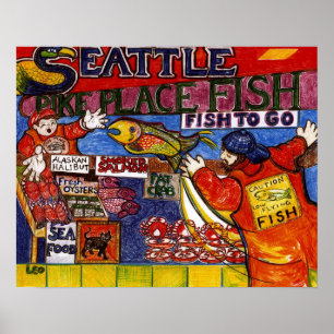 Póster Mercado de peixes de Seattle