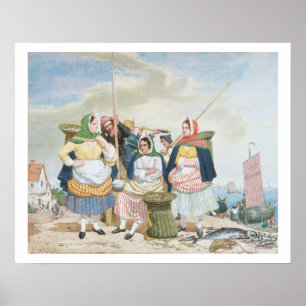 Póster Mercado de peixes pelo mar, c.1860 (óleo em