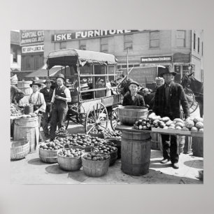 Póster Mercado de Vegetais, 1908. Foto Antiga