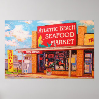 Poster "Mercado dos frutos do mar de praia atlântica"