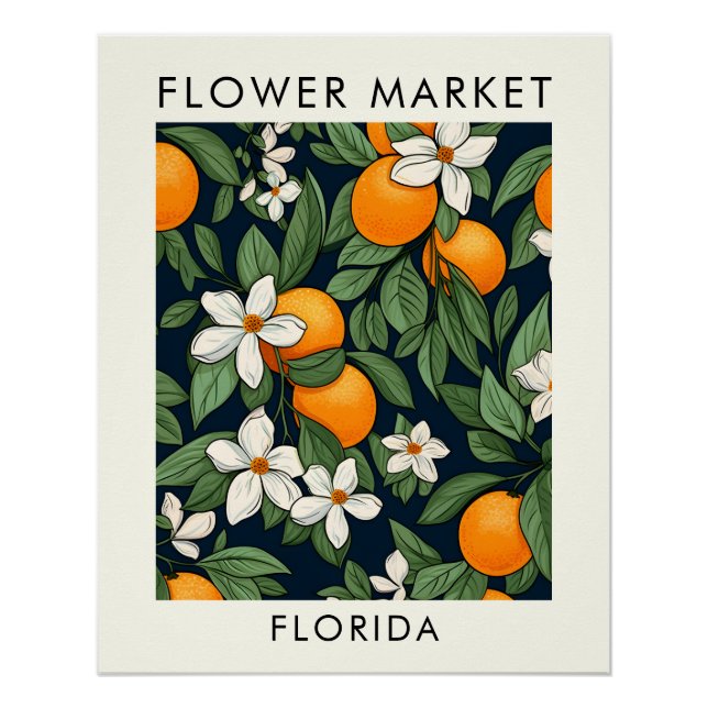 Póster Mercado Flor Laranja Flor do Flor do Estado da Fló (Frente)