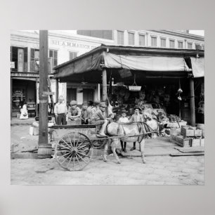 Póster Mercado Francês de Nova Orleans, 1910. Foto Antiga