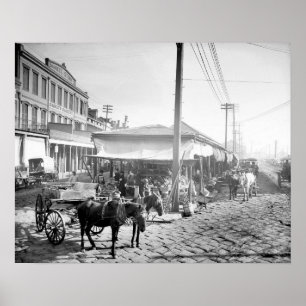 Póster Mercado Francês em Nova Orleans, 1906. Foto Antiga