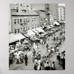 Póster Mercado judaico, 1890s de NYC