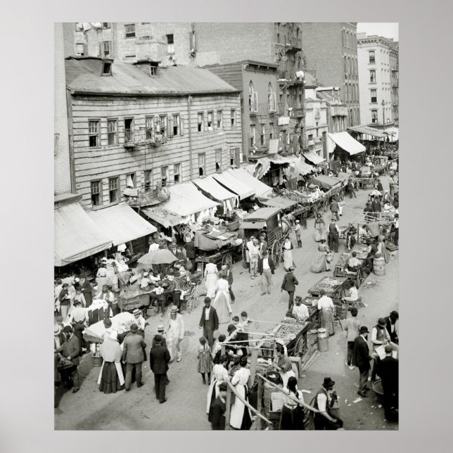 Póster Mercado Judaico, NYC 1890 (Frente)