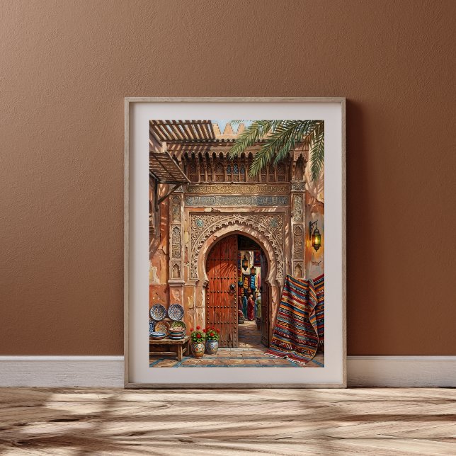 Poster Mercado Marrakesh Souk Arte de Porta Marroquina (Criador carregado)