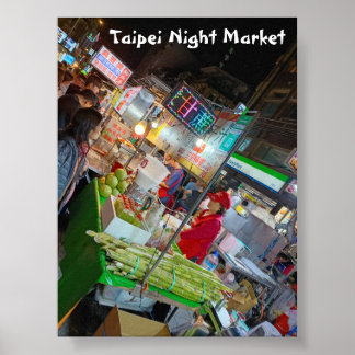 Poster Mercado Noturno de Taipei Cultura Taiwanesa Viagem