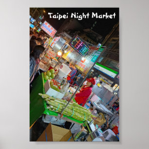 Poster Mercado Noturno de Taipei Cultura Taiwanesa Viagem