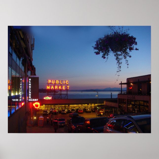Póster Mercado Pikes Place - Mercado Público de Seattle (Frente)