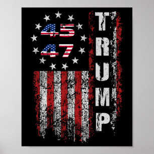 Poster Mercadoria Americana da Bandeira Trump Trump 45 47