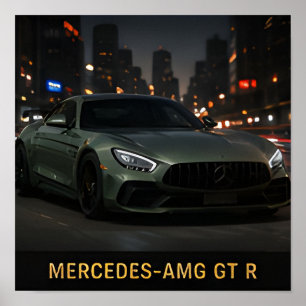 Poster Mercedes AMG GT R Carro Esportivo Alemão Moderno