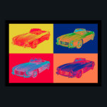 Póster Mercedes Benz 300 SL Pop Art conversível<br><div class="desc">Clássica ilustração colorida de 1960 Mercedes Benz 300 SL de Pop de arte convertível.</div>