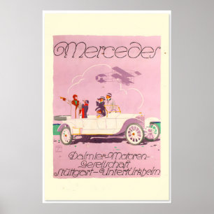 Poster Mercedes Clássico ao Estilo Vintage 1914