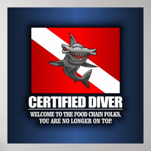 Póster Mergulhador certificado (cadeia alimentar)
