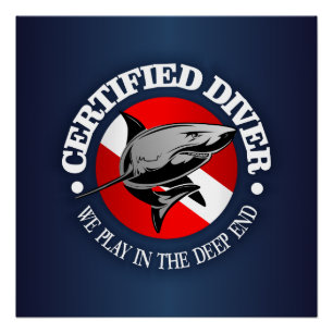 Póster Mergulhador certificado (tubarão)
