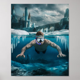 Poster Mergulhador de gelo espera pela primavera