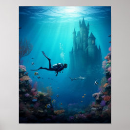Poster Mergulhador encontra um castelo no recife