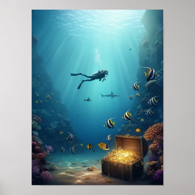 Poster Mergulhador encontra um tesouro  (Frente)