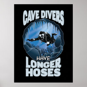 Poster Mergulhadores De Cavernas Possuem Doses Mais Longa