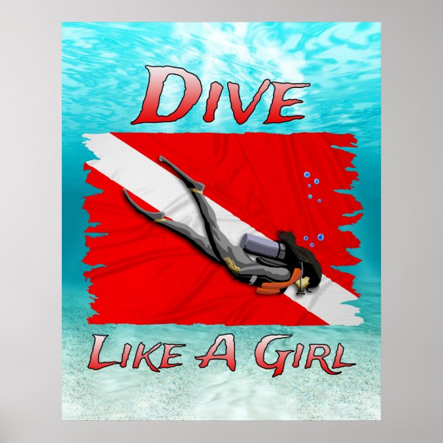 Poster Mergulhe Como Uma Garota SCUBA (Frente)