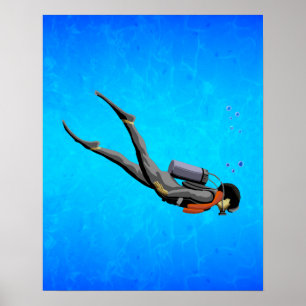 Póster Mergulho autónomo do homem
