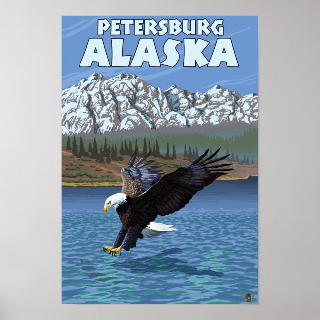 Póster Mergulho Bald Eagle - Petersburgo, Alasca (Frente)