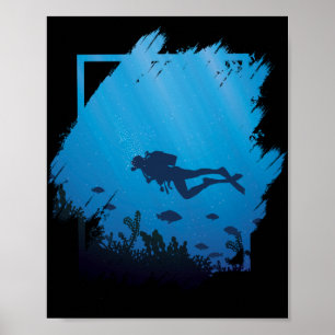 Poster Mergulho Scuba Para Divers