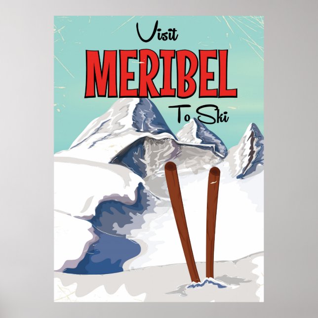 Póster Meribel para esquiar (Frente)