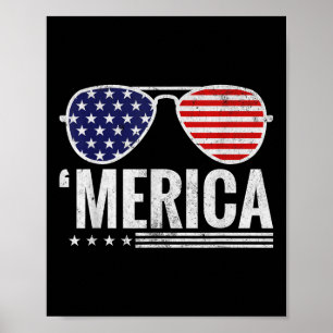 Poster Merica América Flag Sungles 4 De Julho Patriota
