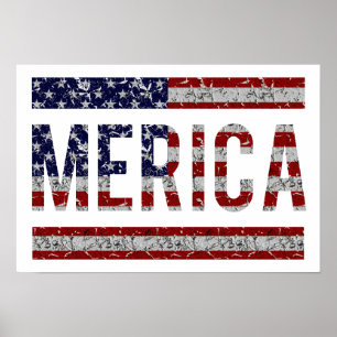 Poster MERICA - Bandeira americana dos EUA do calão do