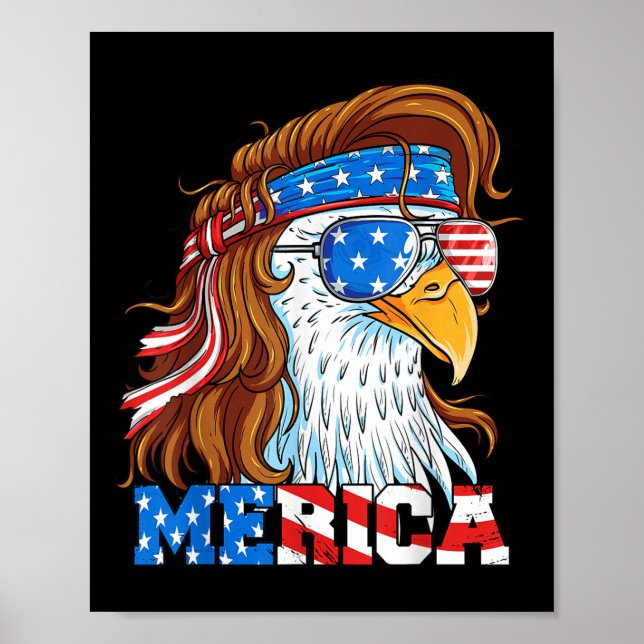 Poster Merica Eagle Mullet 4 De Julho American Flag Usa (Frente)