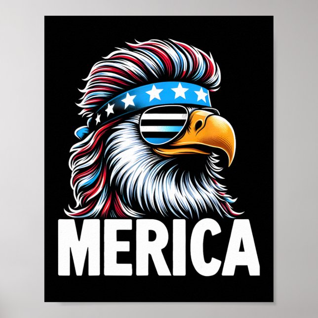 Poster Merica Eagle Mullet Sungles Eusa Flag Eagl (Frente)