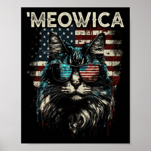 Poster Merica Patriotic Maine Coon Cat