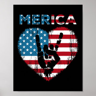 Poster Merica Rock - Sinal 4 De Julho Americano Bandeira