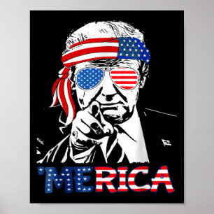 Poster Merica Shirt Happy 4 De Julho Merica Trump