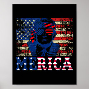 Poster Merica Shirts Quarto 4 de julho Trump American Fl