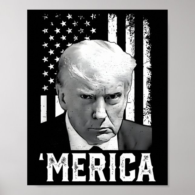 Poster Merica Trump Feliz 4 de Julho Trump Bandeira Ameri (Frente)