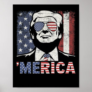 Poster Merica Trump Happy 4 De Julho Bandeira Americana T