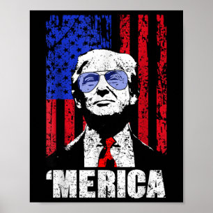 Poster Merica Trump Happy 4 De Julho Bandeira Americana T
