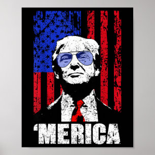 Poster Merica Trump Happy 4 De Julho Bandeira Americana T