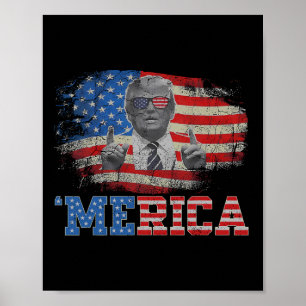 Poster Merica Trump Happy 4 De Julho Bandeira Americana T