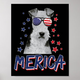 Poster Merica Wire Fox Terrier Dog 4 De Julho Presente No