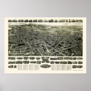 Poster Meriden, mapa panorâmico do CT - 1918