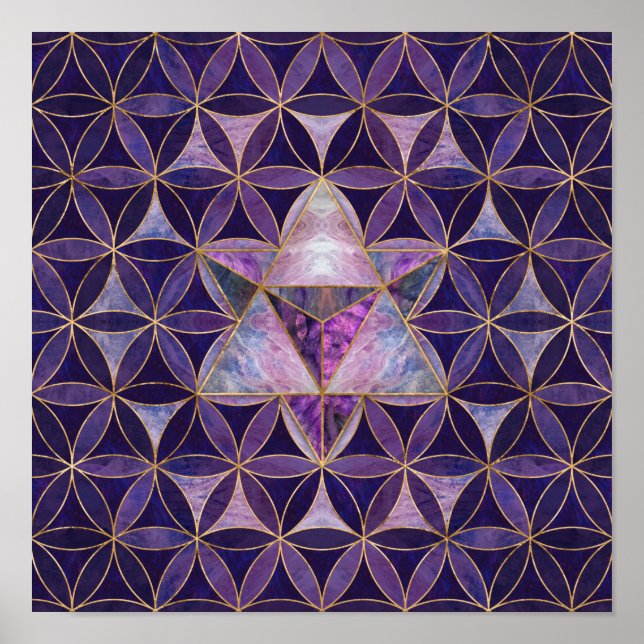 Poster Merkabah sobre a Flor do padrão de vida (Frente)