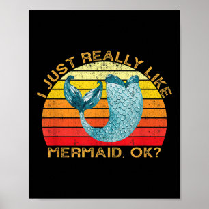 Poster Mermaid Funny Animal Quote Com Vintage Shape Desi